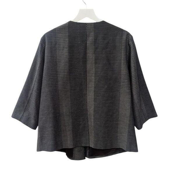 Eileen Fisher Womens S Woven Pattern Round Neck Open-Front Blazer 3/4 Sleeves - Picture 3 of 10